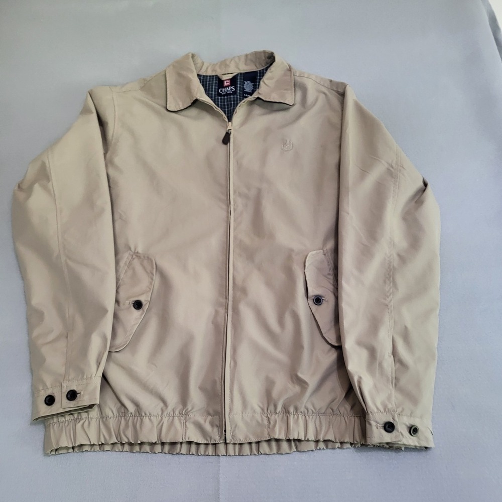 VTG Chaps Ralph Lauren Men's Full Zip Bomber Windbreaker Jacket Size LT Khaki